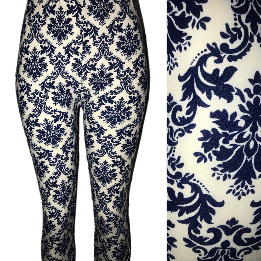 Super Soft Leggings Retro Ivory Wallpaper Design